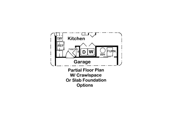 Partial Floor Plan with Crawlspace or Slab Foundation Options Thumbnail
